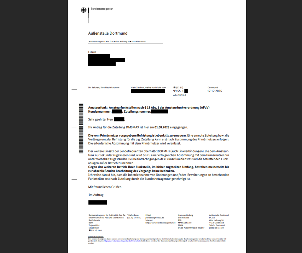 Rufzeichen wegen Inhaberwechsel nicht gelistet